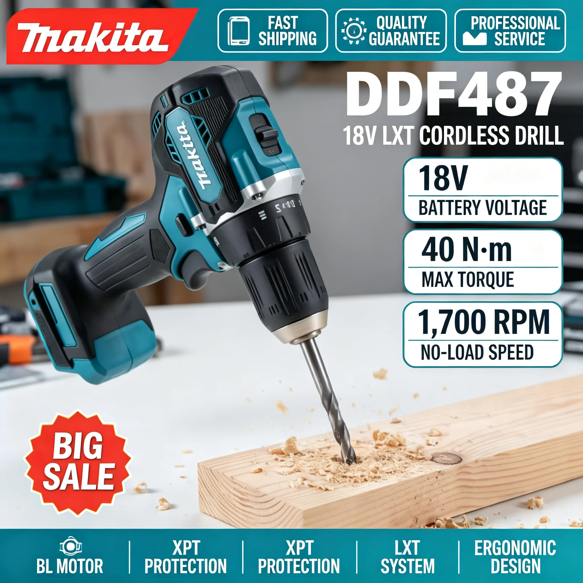 Makita DDF487 18V Cordless Bru - огляд і ціна Brushless Cordless Electric Drill 18V